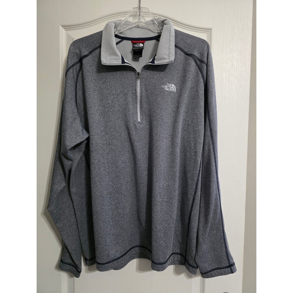 The North Face Men XL Gray FlashDry Quarter Zip Pullover Active Long Sleeve
